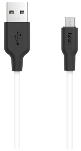 USB кабель HOCO X21 Silicone MicroUSB, 1м, силикон (белый/черный)