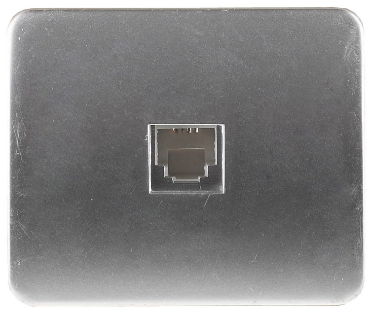 Светозар SV-54117-SM "ГАММА" Розетка телефонная одинарная без вставки и рамки цвет светло-серый металлик