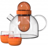 Заварочный чайник 800 мл и две чашки 95 мл/ Высокопрочное боросиликатное стекло KissKissFish BoogieWoogie Teapot with cups (оранжевый)