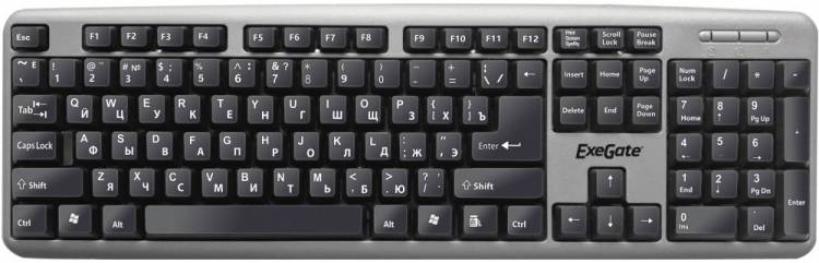 Клавиатура ExeGate LY-401, <USB, серебристый корпус, 104кл, Enter большой> Color box <EX264086RUS>