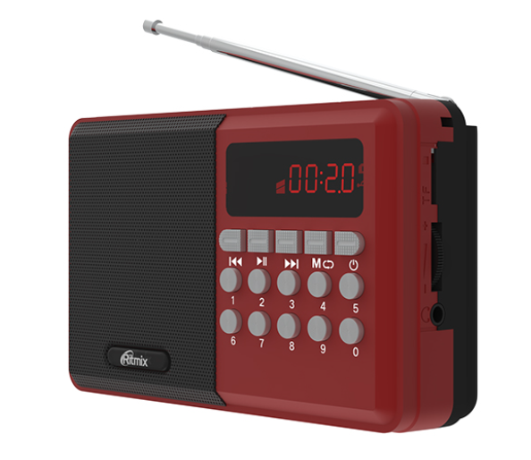 Радиоприёмник RITMIX RPR-002 RED|Цифровой LED дисплей | ёмкость 1200 мАч | FM диапазон 87,5 - 108 МГц |4610121105001