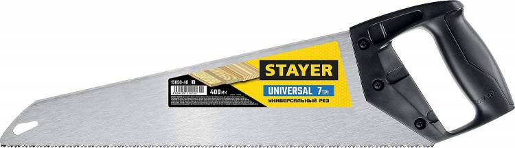 Stayer 15050-40_z03 Ножовка Универсальная, 400мм, 7TPI, для средних заготовок, фанеры, МДФ