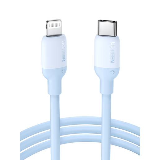 Кабель UGREEN US387 USB-C to Lightning Silicone Cable,1 м,blue