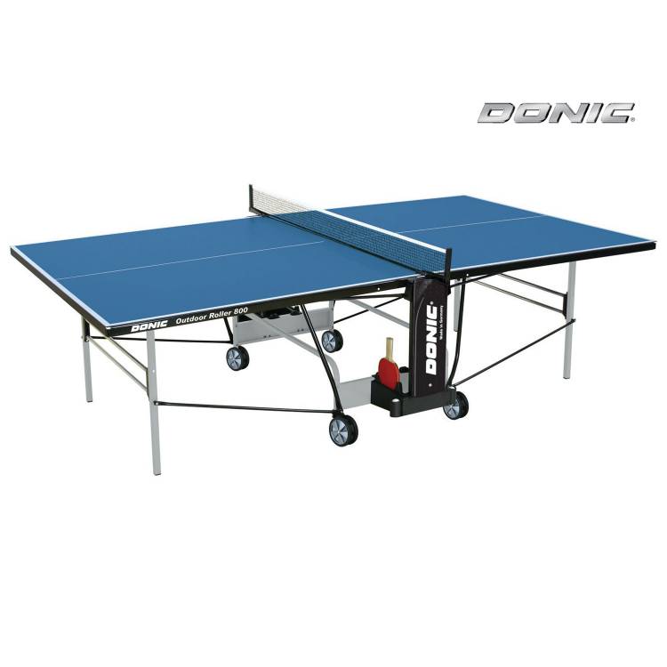 Теннисный стол DONIC / складной/ 274 х 152,5 х 76 см/ с сеткой/ на колесах/ для одиночной и групповой игры/ OUTDOOR ROLLER 800-5 BLUE