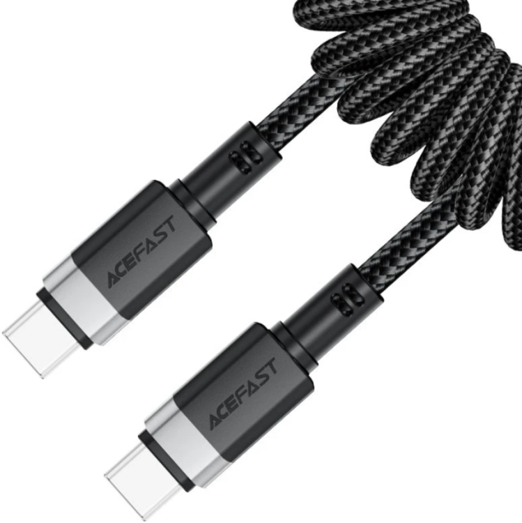 Acefast C14-03 Кабель для зарядки и передачи данных USB-C To USB-C | Сила тока: до 3А | Длина: 1.2м | Spring Charging Data Cable, черный