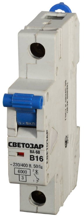 Светозар SV-49051-16-B 16 A "B" откл. сп. 6 кА 230 / 400 В Выключатель автоматический 1-полюсный