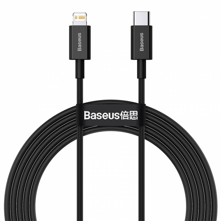 Кабель USB-C BASEUS Superior Series Fast Charging, Type-C - Lightning, 20W, 2 м, черный CATLYS-C01