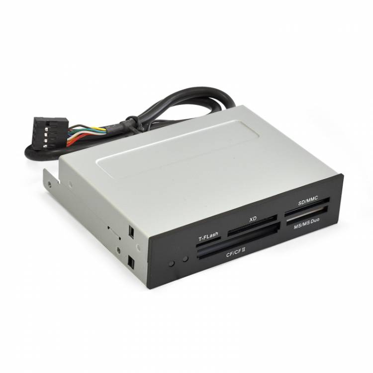Картридер USB2.0 ExeGate <CR-415> 3.5", мультиформатный: CF/SD/MMC/MS/MS Duo/MS pro/T flash, черный, металл <EX283581RUS>