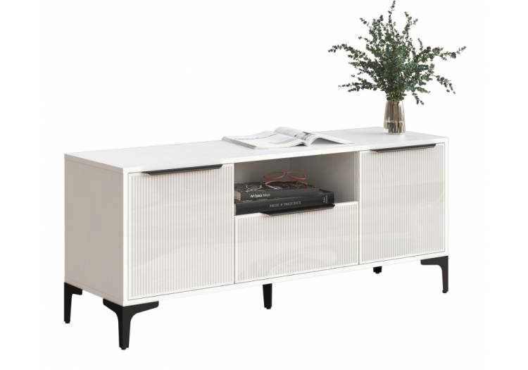 Woodville ТВ-тумба Иадама белый / белый глянец / Ширина:135  Глубина:40,6  Высота:56,5