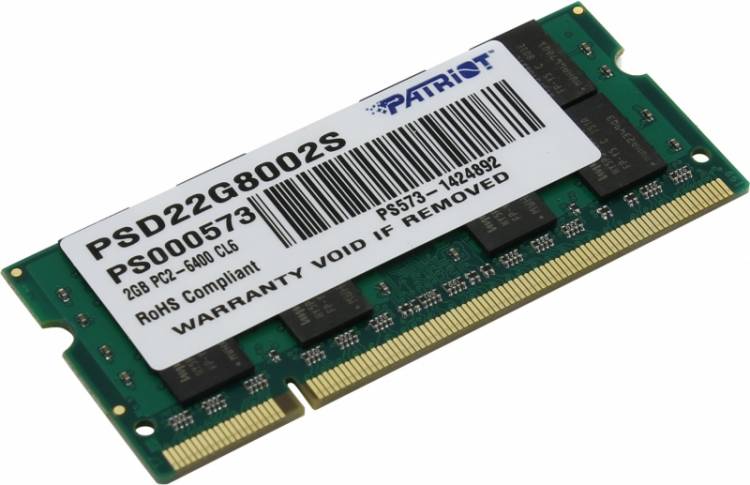 Модуль памяти для ноутбука Patriot SODIMM 2GB PC6400 DDR2 PSD22G8002S Global