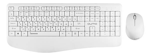 Набор Qumo Space K57/M75 (цвет белый), беспроводной 2.4G, 104 клавиши, клавиатура + мышь, 3 кнопки, 1200 dpi