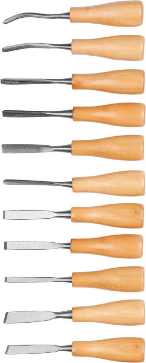 Dexx 1834-H11_z01 Набор : Стамески фигурные "МИНИ" с деревянной ручкой, 11шт