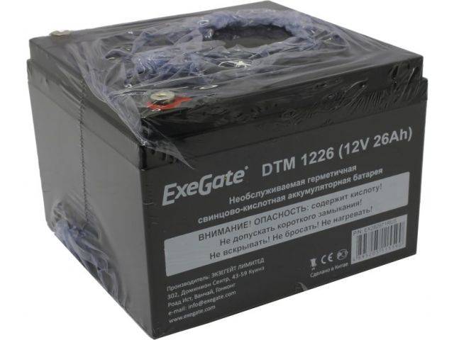 Аккумуляторная батарея ExeGate DTM 1226 (12V 26Ah), клеммы под болт М5 <EX282971RUS> 282971