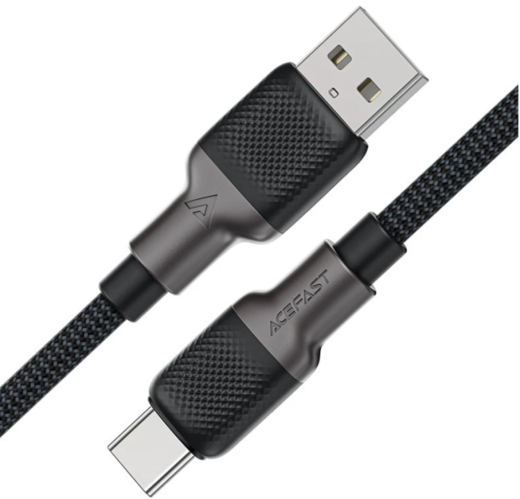 Acefast C10-04 Зарядный дата кабель USB-A To USB-C | Длина: 1.2м | silicone braid charging data cable, черный