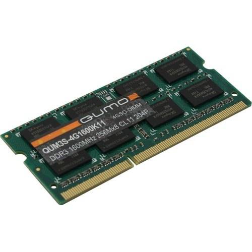 Модуль памяти SO-DIMM DDR-III 4GB Qumo 1600MHz PC-12800 256Mx8 CL11 Retail (QUM3S-4G1600K11R)
