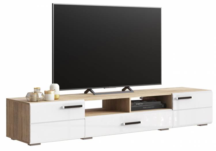 Woodville ТВ-тумба Иоги 2.0 сонома / белый глянец /  Ширина: 200  Глубина: 46  Высота: 35