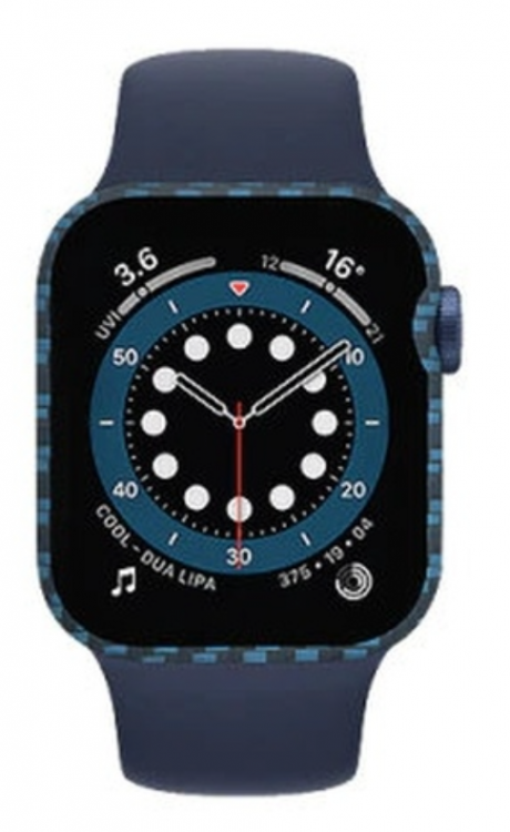 Ультратонкий легкий бампер из углеродного волокна с кевларовым краем K-Doo для Apple Watch 44 мм, Синий