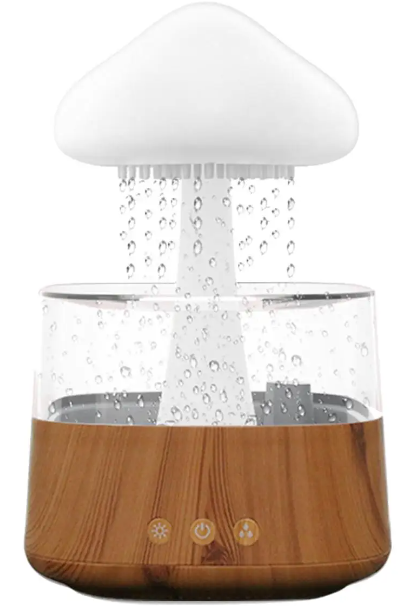 Kesoto Ночник-Аромадиффузор/Aroma Diffuser Rain Cloud Humidifier | Цвет-Белый/Коричневый | Объем резервуара для воды-450мл | Количество режимов подсветки-7 | Площадь применения-25 кв м