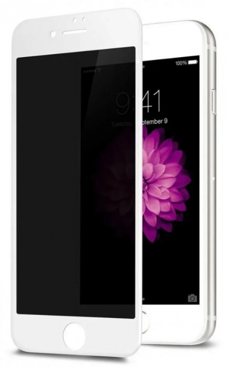 Анти-шпион для iPhone 7 Plus/8 Plus защитное стекло 9D, белый
