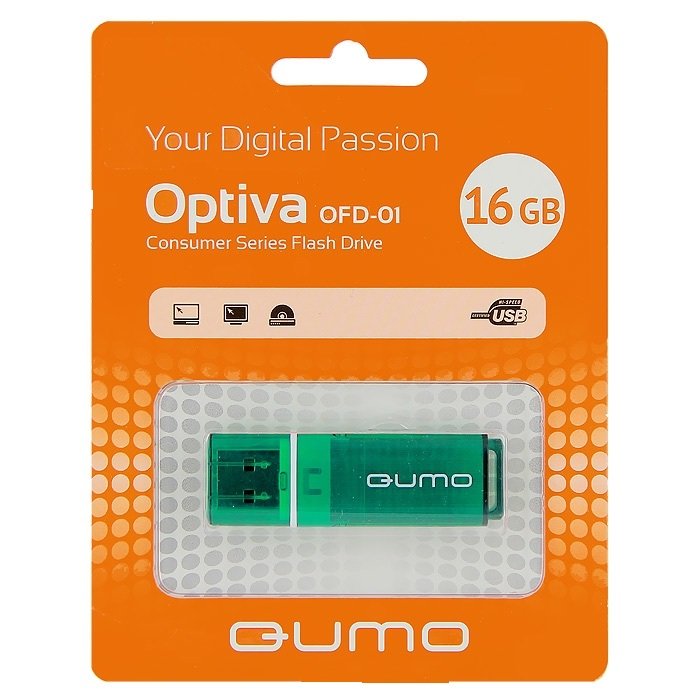 Накопитель Qumo 16GB USB 2.0 Optiva 01 Green, цвет корпуса  зеленый
