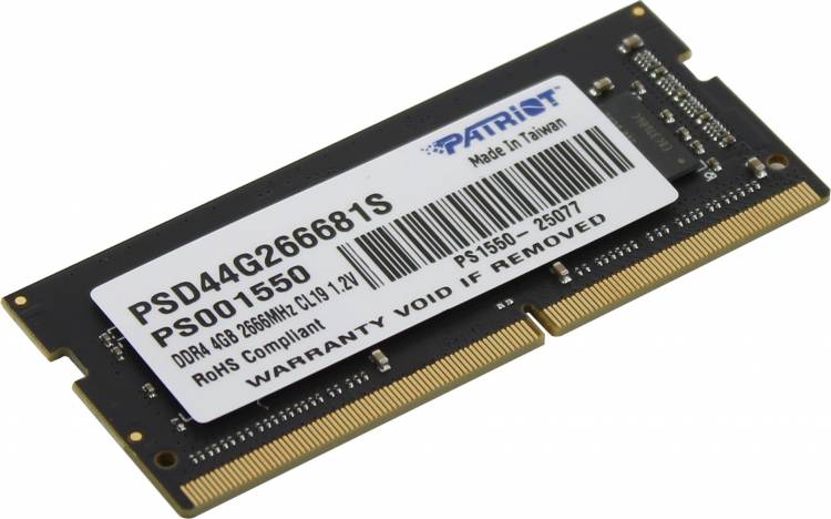 Модуль памяти для ноутбука Patriot SODIMM 4GB PC21300 DDR4 PSD44G266681S Global