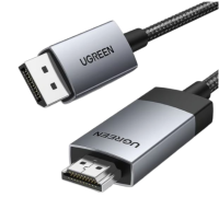 Ugreen кабель DP125 DisplayPort |  Поддержка разрешения 4K при 30 Гц | идеально подходит для подключения устройств с DisplayPort к мониторам и телевизорам с HDMI.