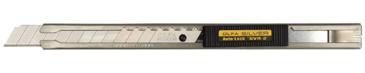 Olfa 9мм Нож с выдвижным лезвием и корпусом из нержавеющей стали, автофиксатор