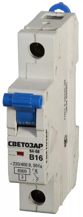 Светозар SV-49051-63-B 63 A "B" откл. сп. 6 кА 230 / 400 В Выключатель автоматический 1-полюсный