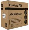 Корпус Miditower ExeGate EVO-8243 (ATX, без БП, 2*USB+1*USB3.0, черный, 3 вент. с RGB подсветкой, боковая панель - закаленное стекло)