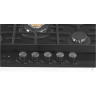Hiberg Варочная поверхность VM 7155 B | электророзжиг; газ-контроль; сенсорный таймер; WOK конфорка; чугунные решетки; 2 комплекта ручек, 68.4 х 51 х 10 см