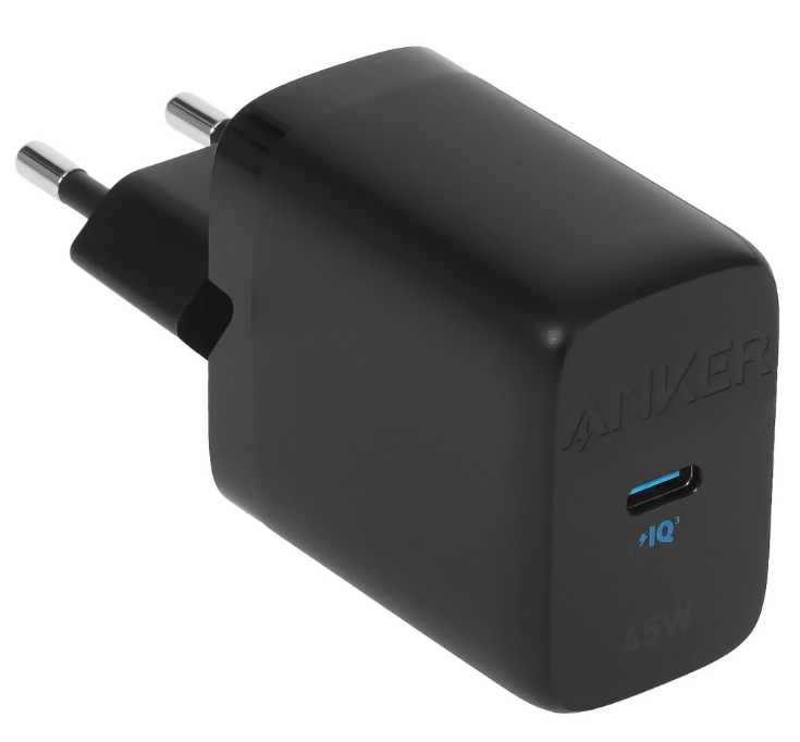 Anker 313 Сетевое зарядное устройство | 45W | Быстрая зарядка USB-C | Мощное зарядное устройство для ноутбуков и смартфонов | Цвет: Black