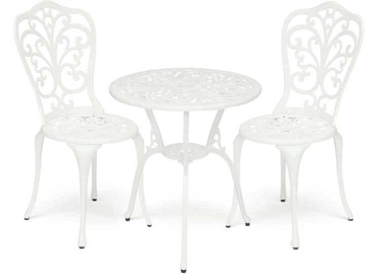 Tetchair Комплект садовой мебели Secret De Maison Romance (стол +2 стула) алюминиевый сплав, D60/H67, 53х41х89см / Белый 