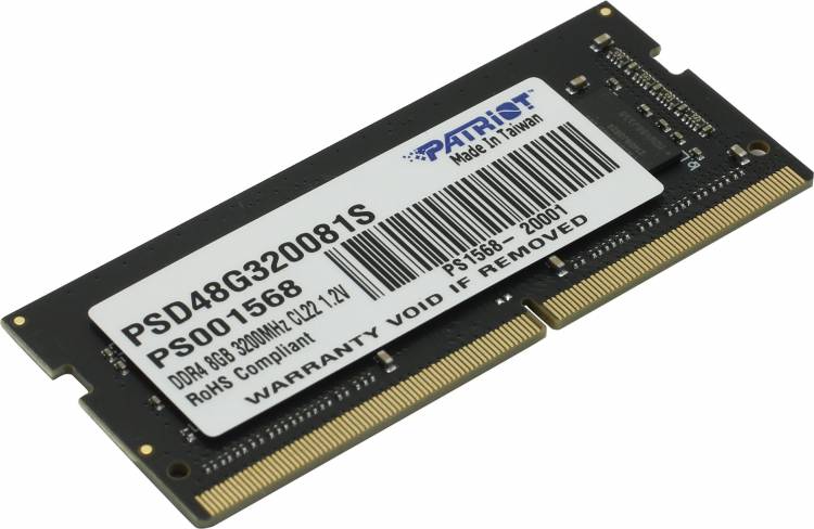 Модуль памяти для ноутбука Patriot SODIMM 8GB PC25600 DDR4 PSD48G320081S Global