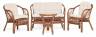 Tetchair " NEW BOGOTA " ( диван + 2 кресла + стол со стеклом ) , страна-производитель - Индонезия , с подушками | ротанг, кресло:61х67х78,5см, диван:108х66х78,5см, стол:D60х56,5см, coco brown (коричневый кокос) / 10085
