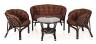 Комплект кофейный БАГАМА S (стол, 2 кресла и диван, подушка твил коричневого цвета) | Мебель из Ротанга