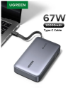Ugreen Внешний аккумулятор PB550 (55996B) 67W Power Bank 20000 mAh USB-C&USB-A со встроенным кабелем USB-C. Цвет: серый космос