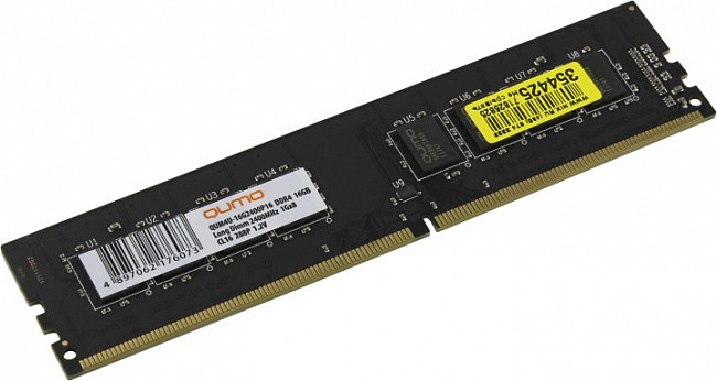 Модуль памяти DDR-4  16GB QUMO 2400 MHz PC- 19200 1Gx8 CL16  288P 1,2V (QUM4U-16G2400P16)