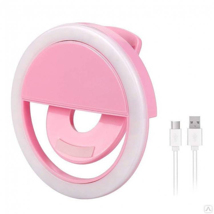 Селфи-лампа прищепка для смартфона RK12 Pink world
