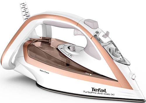 Tefal утюг FV5697E1 / 3000Вт, самоочистка, автоотключение, подача пара 50 г/мин, паровой удар 250 г/мин, бело-розовый / Global