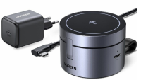 Ugreen Беспроводное зарядное устройство W712 (65148) 3-in-1 Magnetic Qi2 Wireless Charger 15W EU. Цвет: серый космос