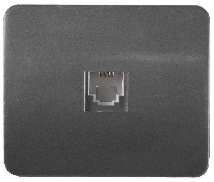 Светозар SV-54117-DM "ГАММА" Розетка телефонная одинарная без вставки и рамки цвет темно-серый металлик