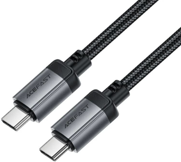 Acefast C2-03 Зарядный дата кабель USB-C To USB-C | Мощность: 60 Вт | Длина: 1.2м | zinc alloy silicone charging data cable | черный