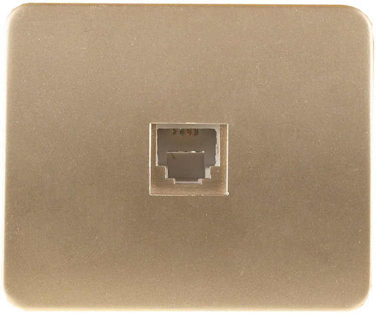 Светозар SV-54117-GM "ГАММА" Розетка телефонная одинарная без вставки и рамки цвет золотой металлик