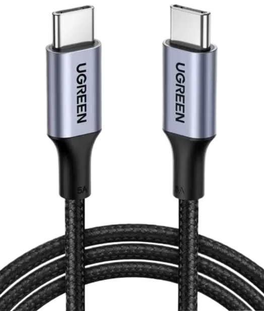 Ugreen Кабель для питания L512 | USB-C to USB-C PD Fast Charging Data Cable, for iPhone and Samsung | Мощность до 5A | Передача данных до 480 Мбит/с для быстрой синхронизации файлов.