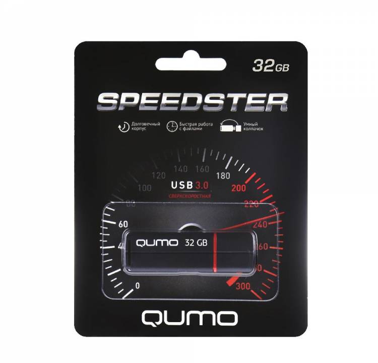 Накопитель Qumo 32GB USB 3.0 Speedster Black, цвет корпуса черный (QM32GUD3-SP-black)