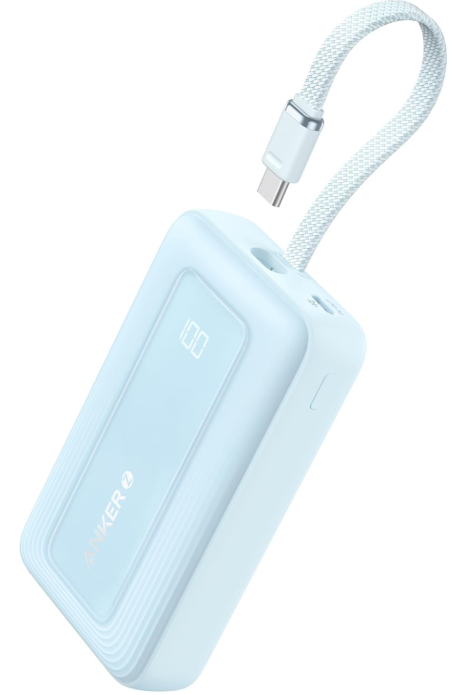 Anker Zolo Power Bank 10K Внешний аккумулятор  | 30W | Встроенный кабель USB-C | Быстрая зарядка | Цвет: Blue