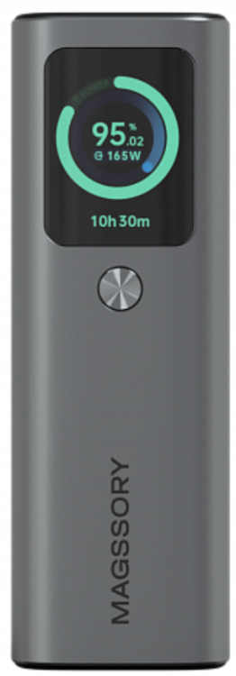 Magssory Внешний аккумулятор 20000 мАч | 165W | Для ноутбуков | С магнитами с поддержкой Qi2 | Встроенный кабель USB-C 55 см с автоматической скруткой | TItanium, Pride Pro 