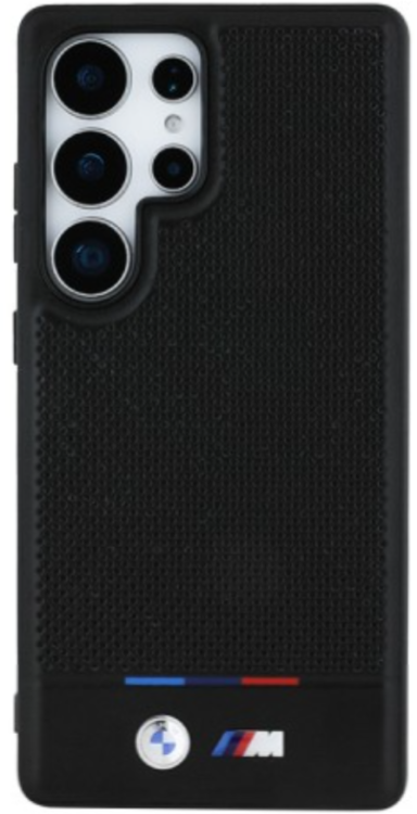 BMW Чехол для Samsung S25 Ultra с поддержкой MagSafe M-Collection PU Perforated Tricolor Metal logo Hard Black