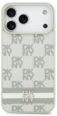 DKNY Чехол для iPhone 17 Pro Max | MagSafe | PU Checkered Printed Stripes Metal Logo Hard 
