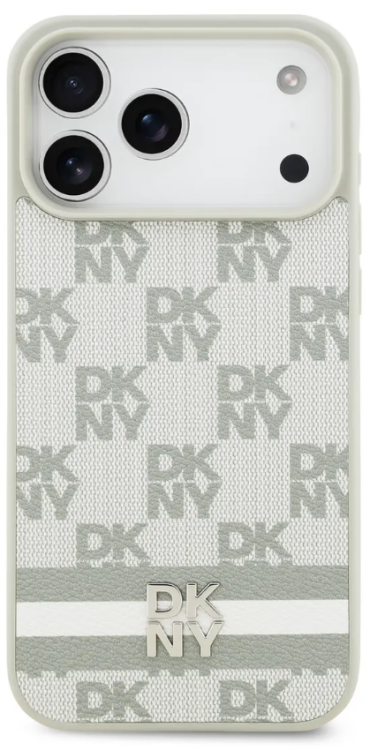 DKNY Чехол для iPhone 17 Pro Max | MagSafe | PU Checkered Printed Stripes Metal Logo Hard 